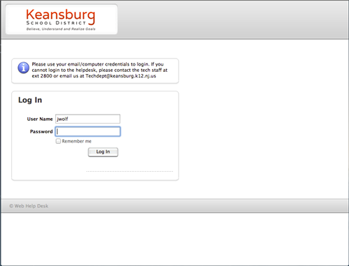 Help Desk Logon Screen 